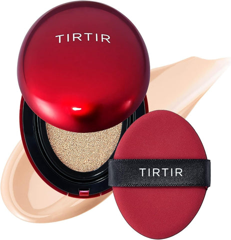 TIRTIR Mask Fit Red Cushion Foundation | Japan's No.1 Choice for Glass skin, Long-Lasting, Lightweight, Buildable Coverage, Semi-Matte (17C Porcelain, 0.63 Fl Oz (Pack of 1))